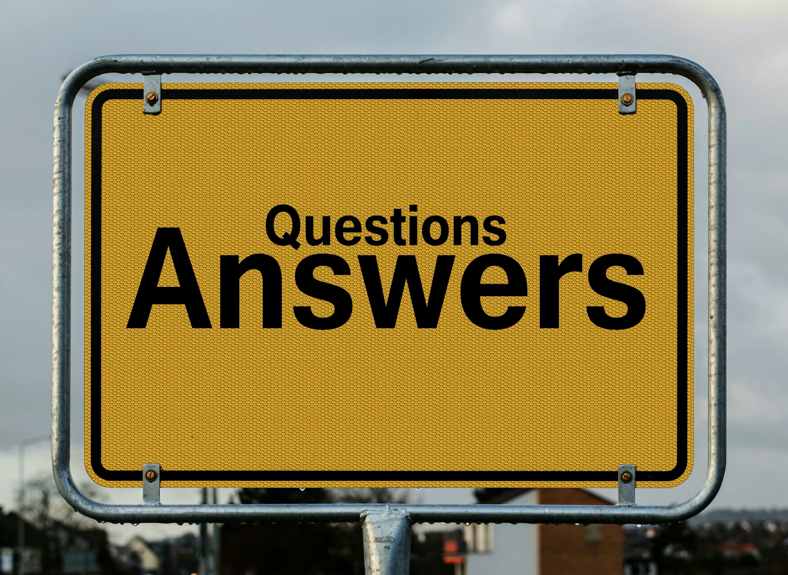 Sign saying "questions answers" as in questions to ask a therapist